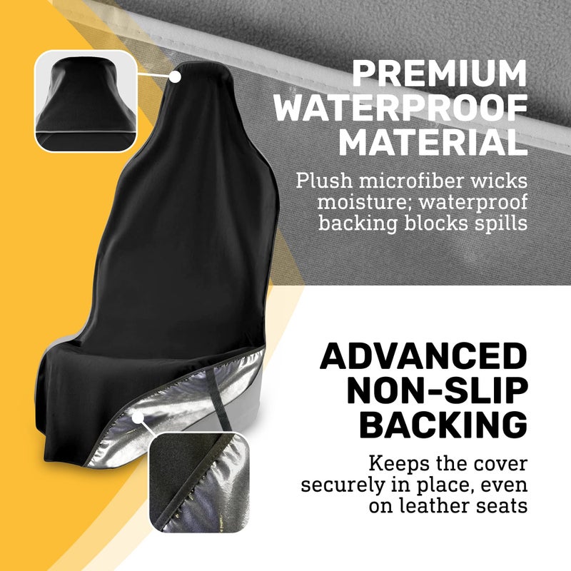 Waterproof SeatShield EliteSport Front Seat Cover, Universal Fit Waterproof, Sweatproof, Odor-Resistant, and Machine Washable Car Seat Protector with Non-Slip Underlayer for Pet, Travel, and Outdoor Adventure, Black - Image 5